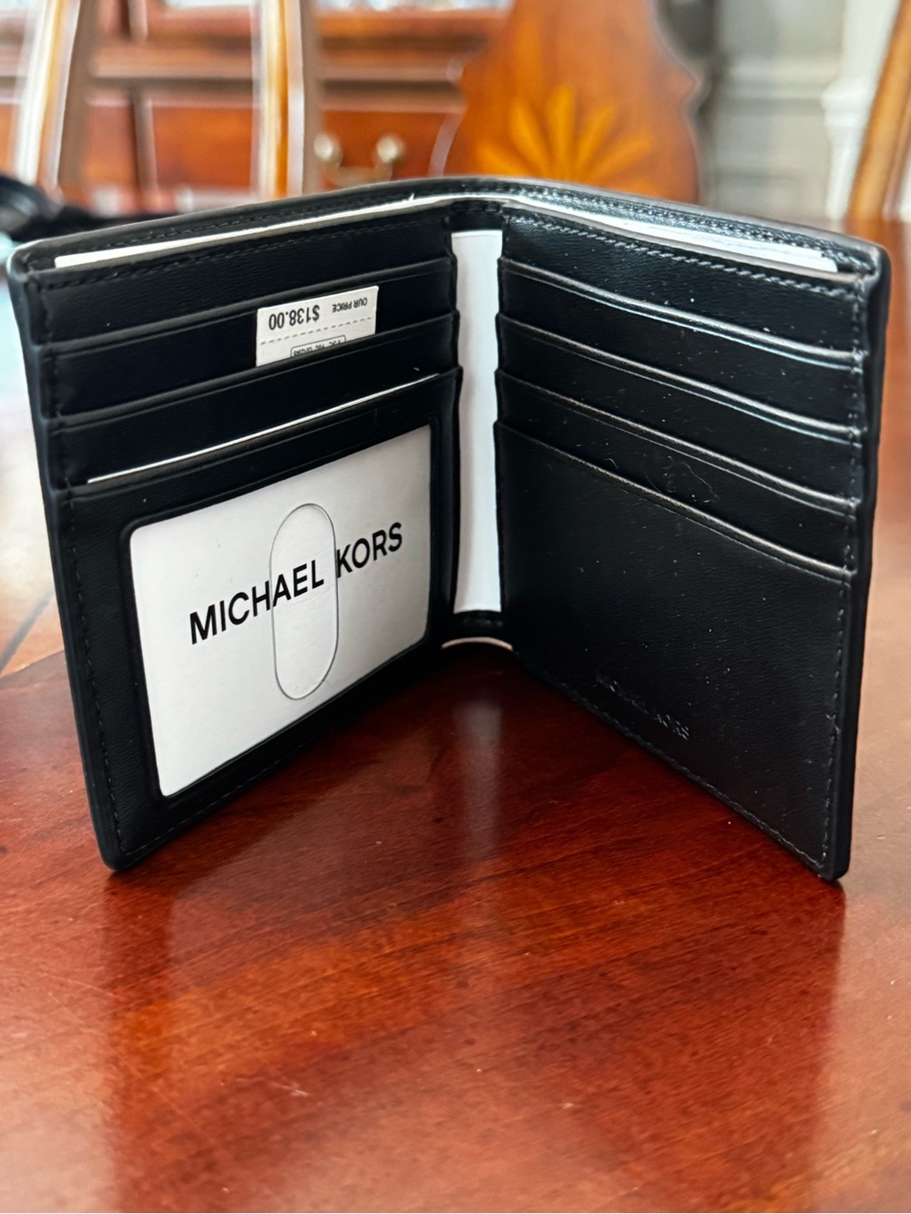 Michael Kors Men's Black and Gray Ombre MK Signature Bi-Fold Wallet, NWT - Picture 3 of 6